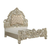 Sorina PU & Antique Gold Finish Eastern King Bed Model BD01241EK By ACME Furniture